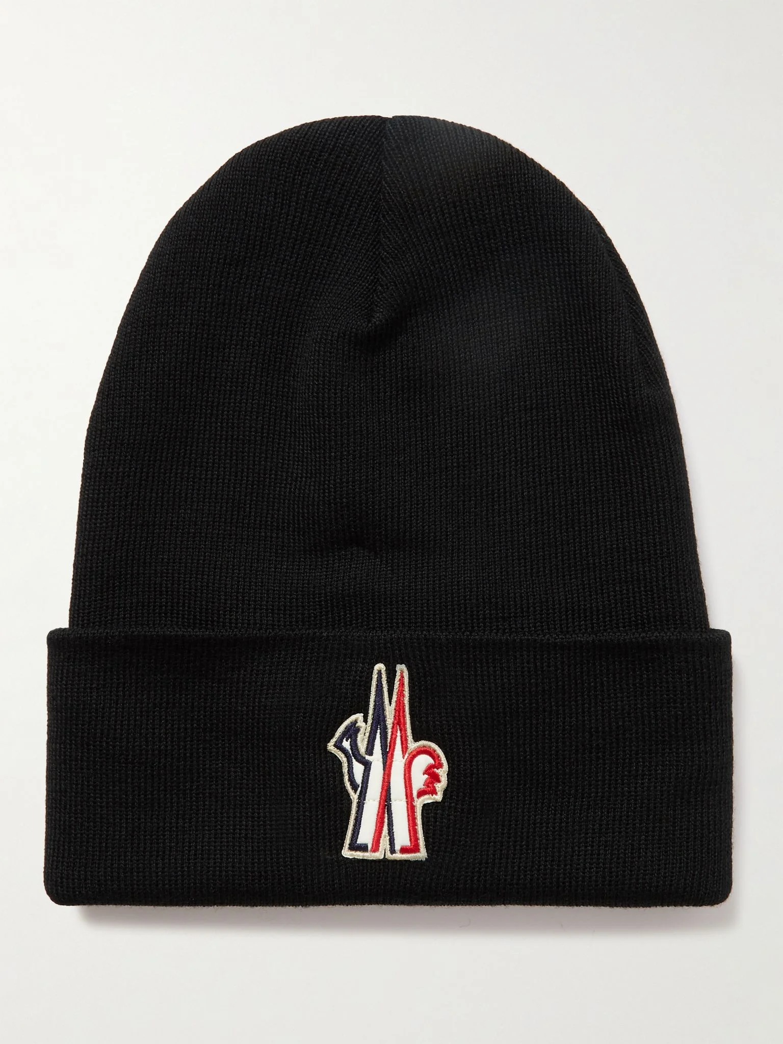 Logo-Appliquéd Ribbed Wool Beanie Black - 1