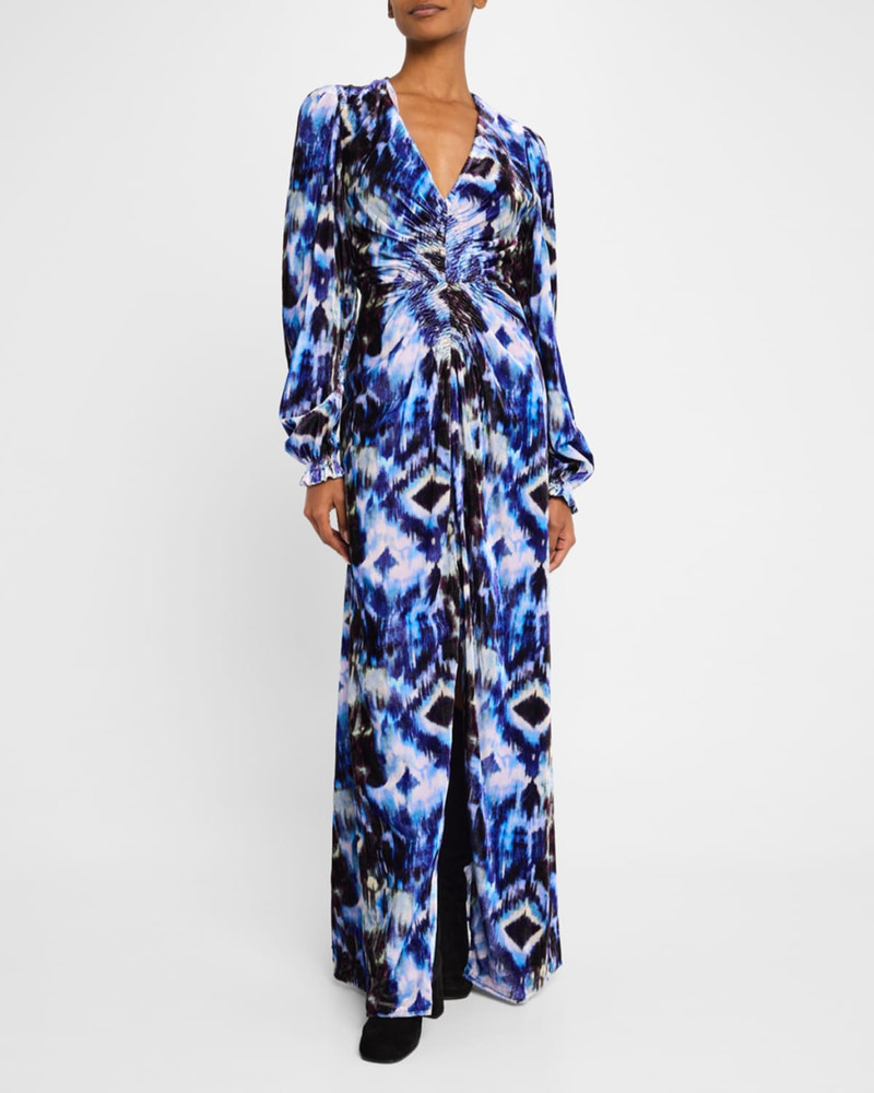 MARIE OLIVER Elsabeth Smocked Abstract-Print Maxi Dress outlook