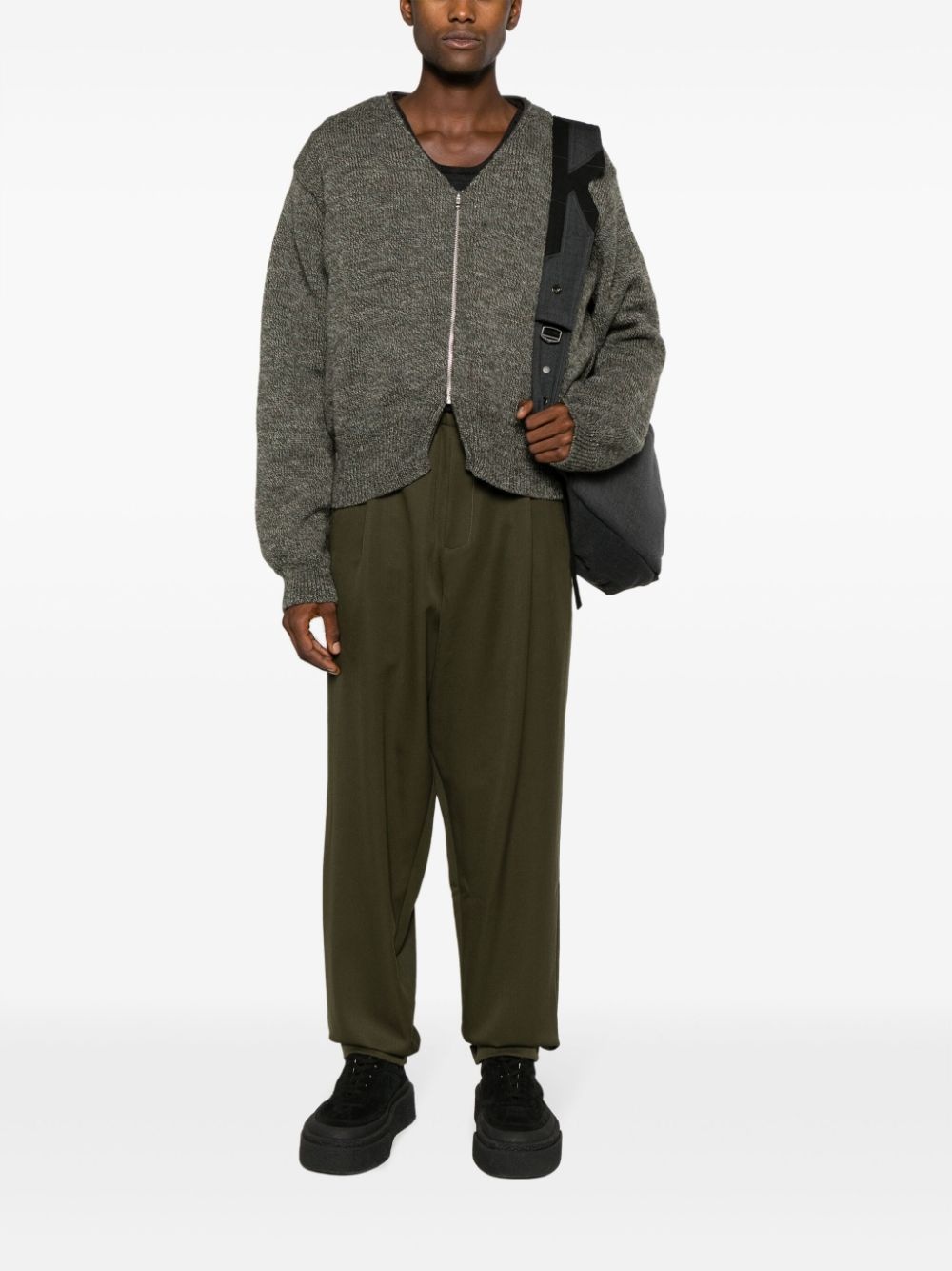 V-neck zip-up wool cardigan - 2