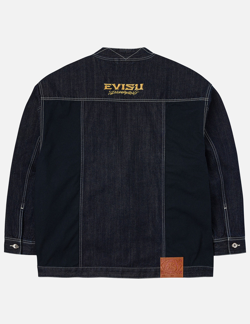 Multi-Pocket with Brocade Patch Relax Fit Denim Kimono 4