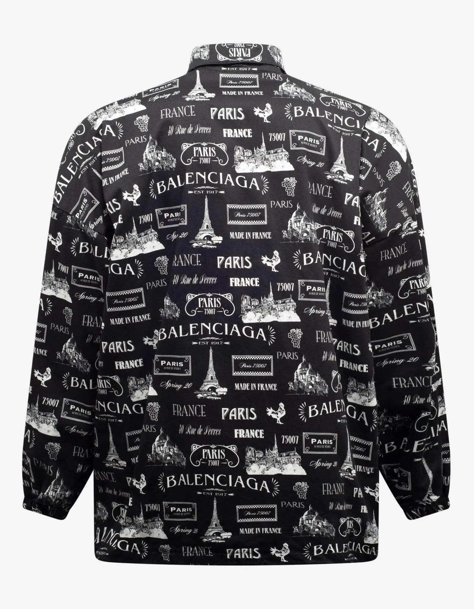 Balenciaga Black Double Sleeve Paris Resto Print Windbreaker - SS20 - 2