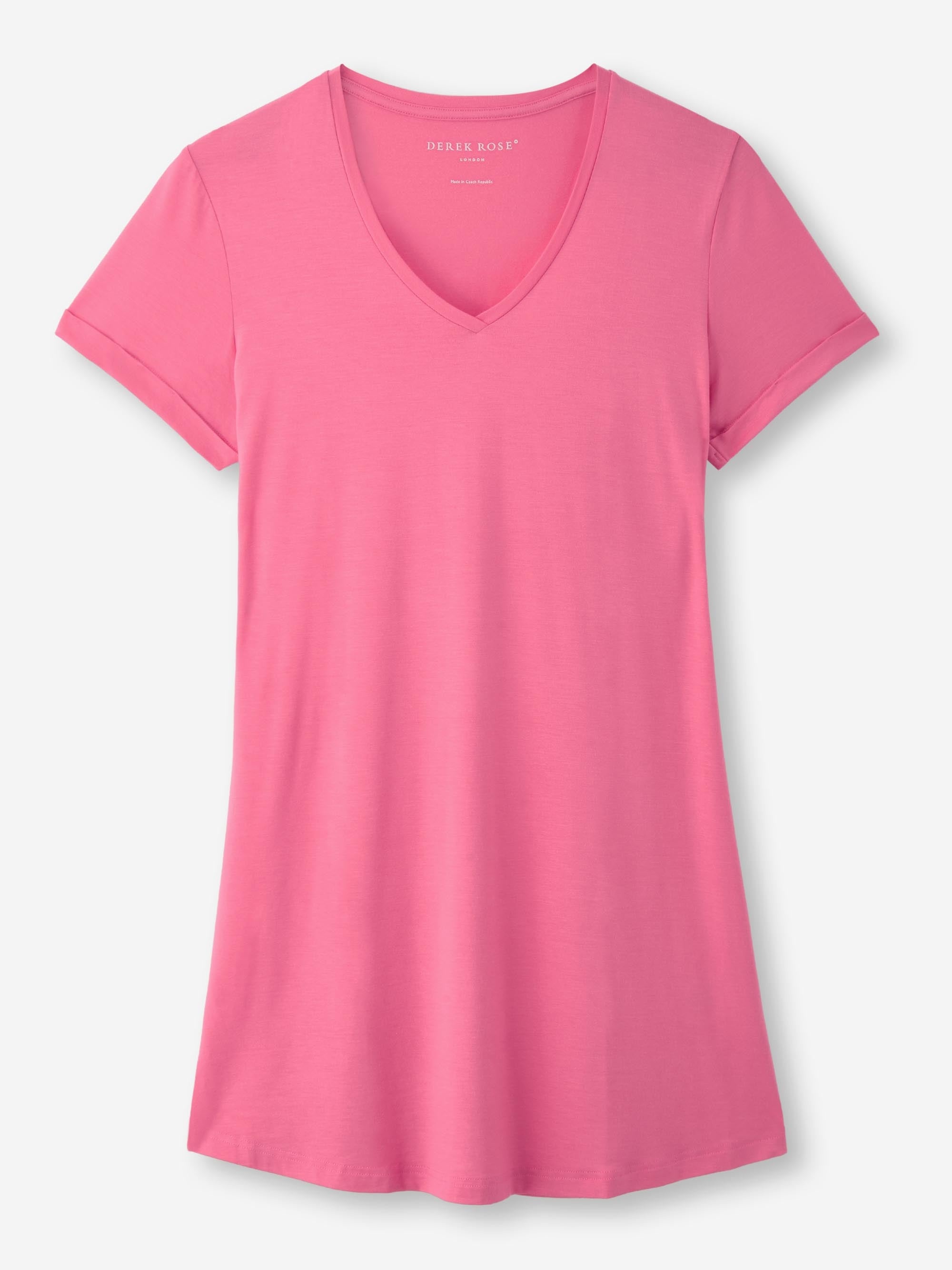 Women's V-Neck Sleep T-Shirt Lara Micro Modal Stretch Flamingo Pink - 1
