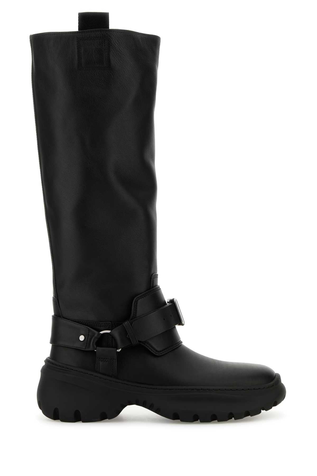 Burberry Women Black Leather Stomp Boots - 1