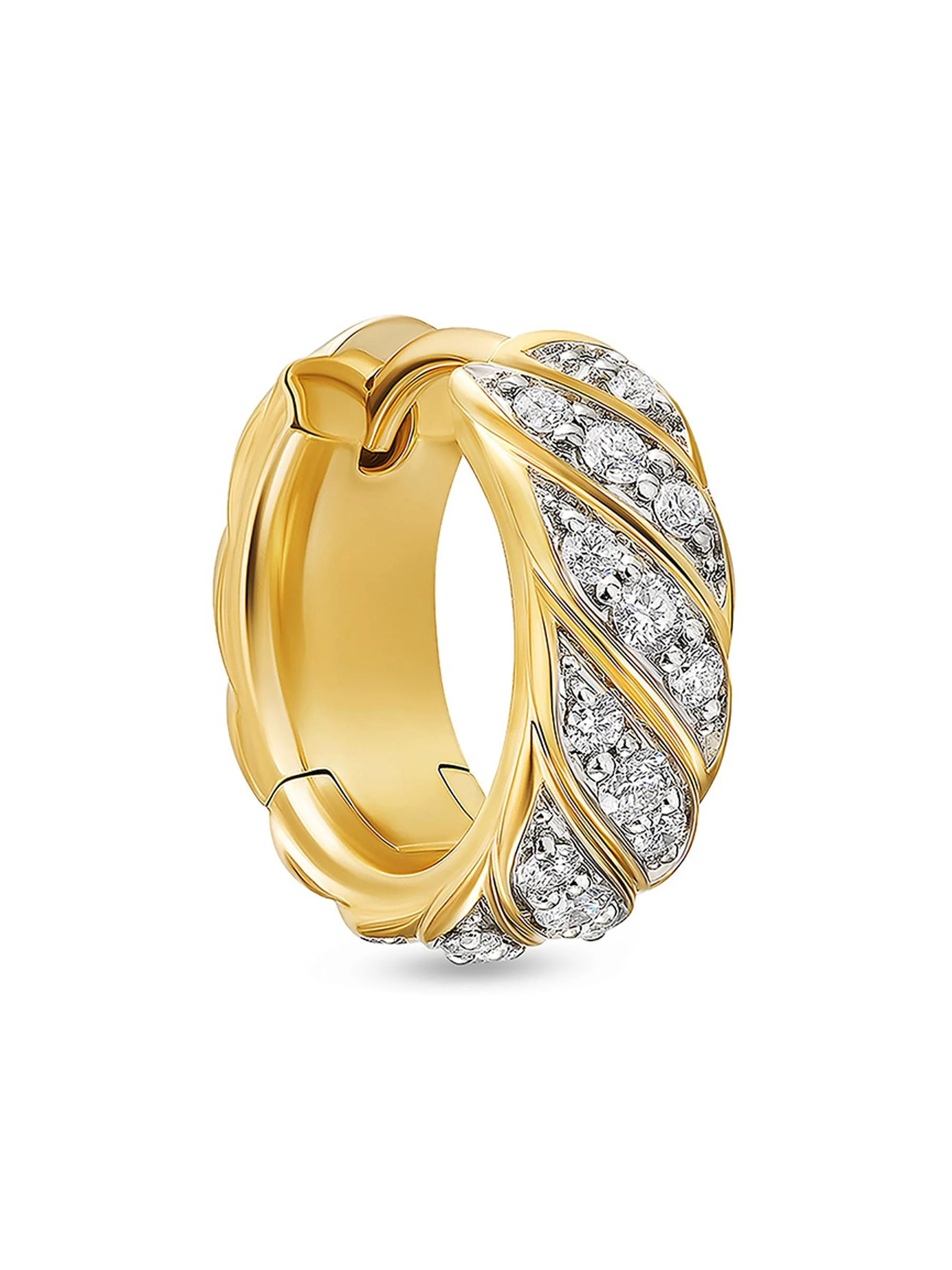 Men's Sculpted Cable Hoop Earring in 18K Yellow Gold - Gold - 1