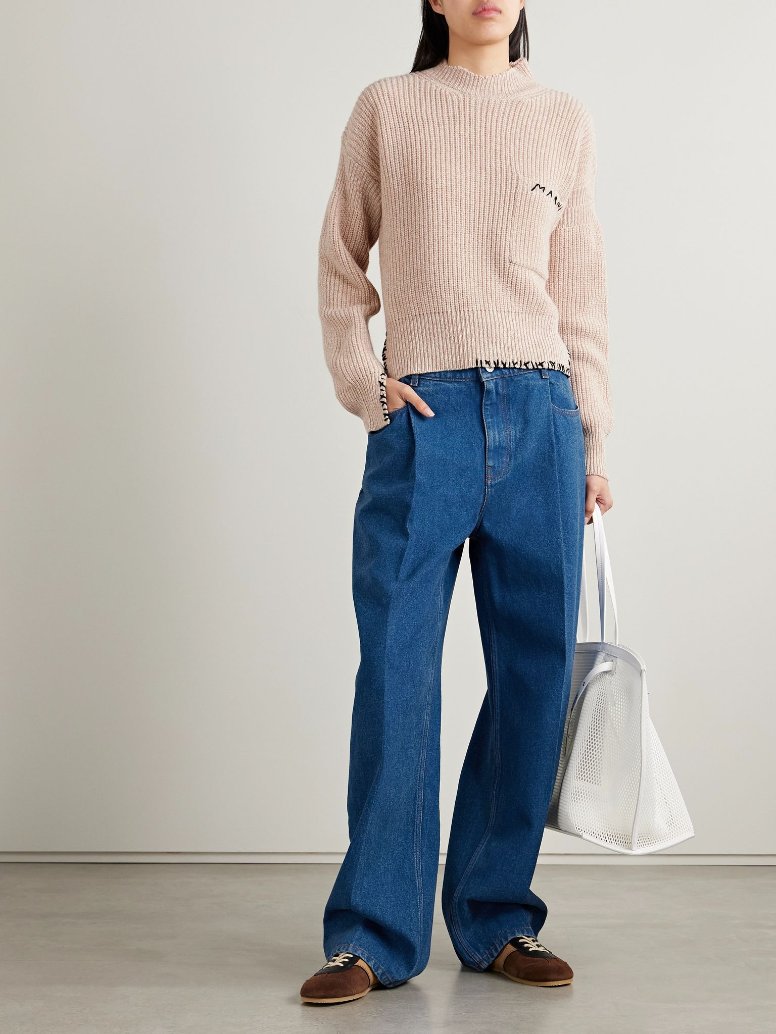 Embroidered wool sweater Beige - 2