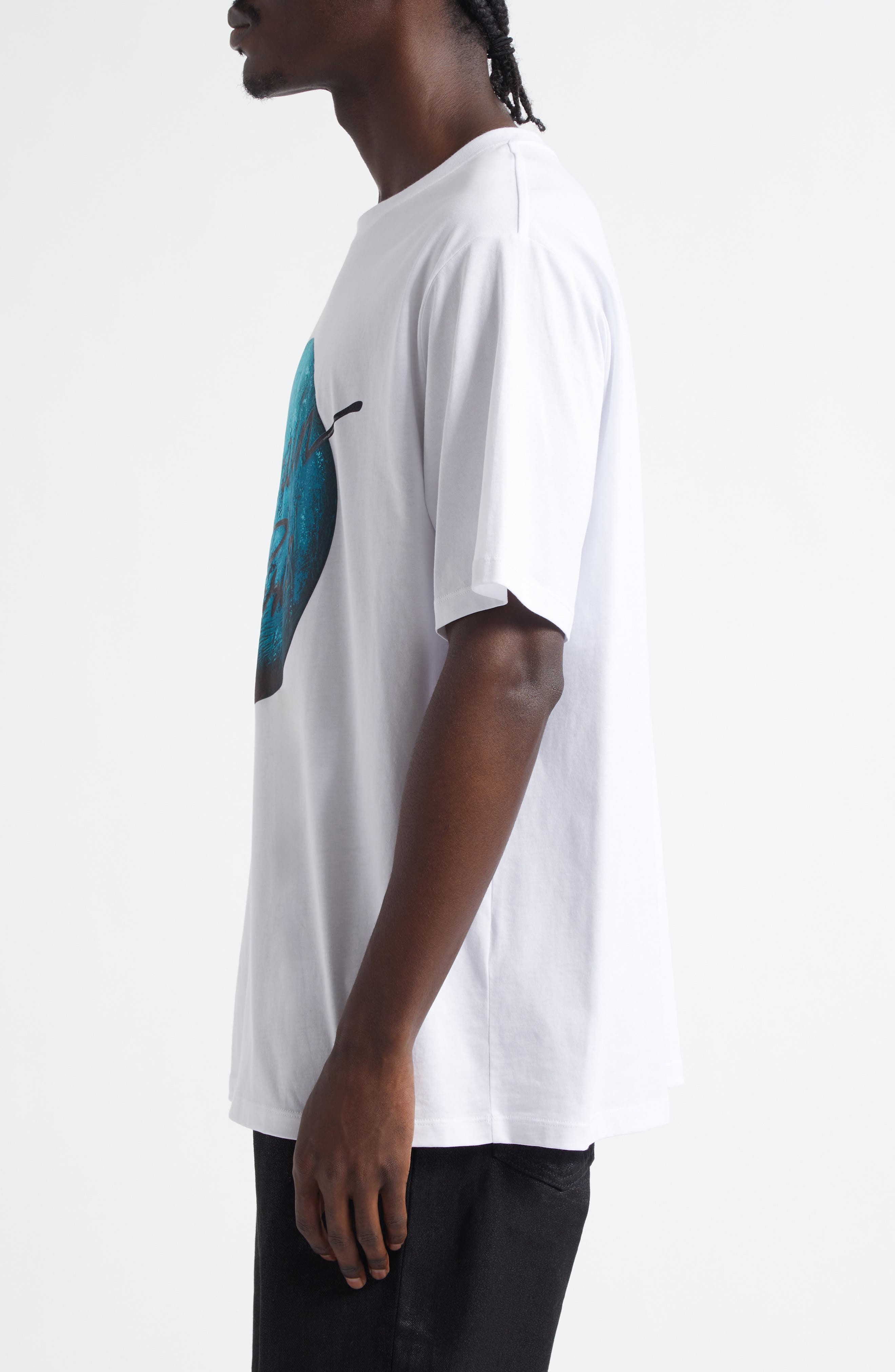 Balmain Planet Logo Graphic T-Shirt in White at Nordstrom - 4