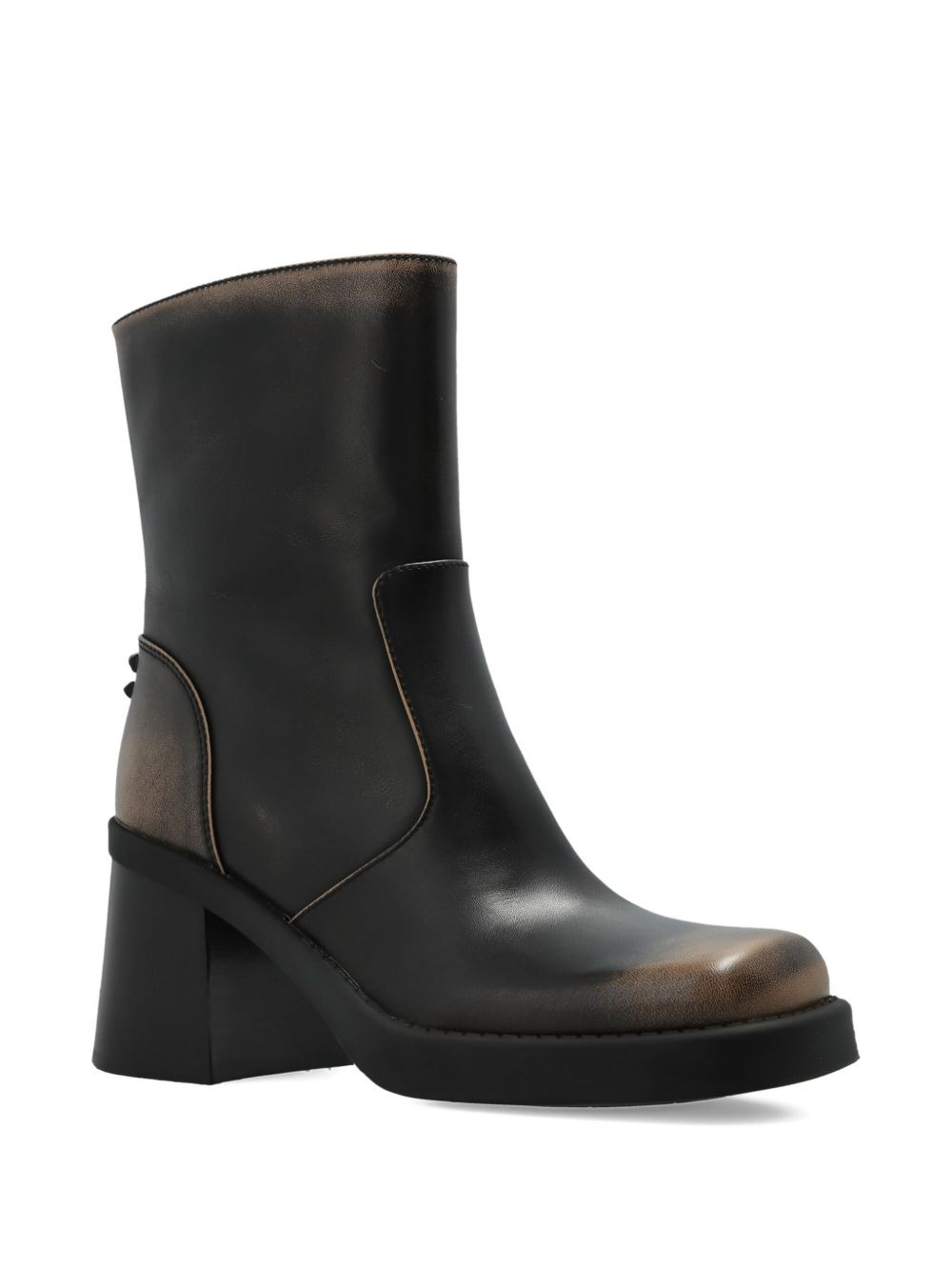 leather block-heel ankle boots - 2