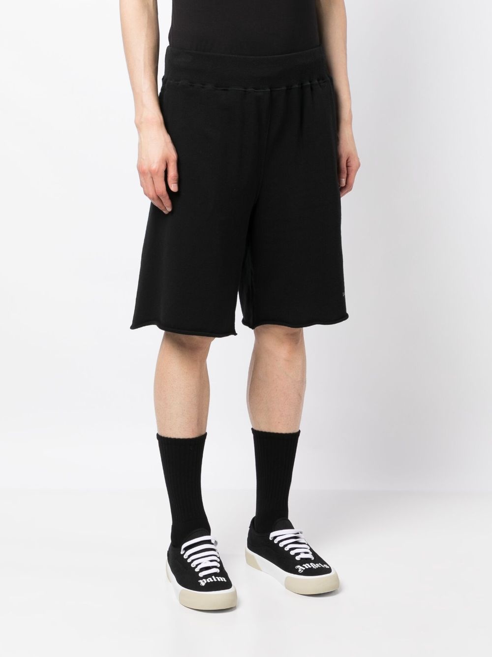 slogan-print cotton track shorts - 3