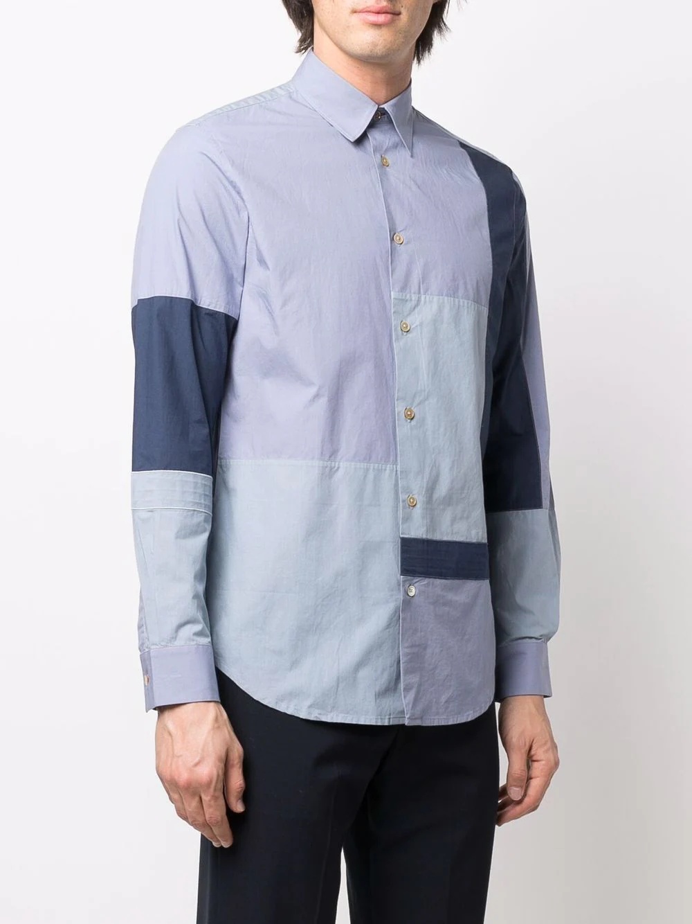 colour-block panel shirt - 3