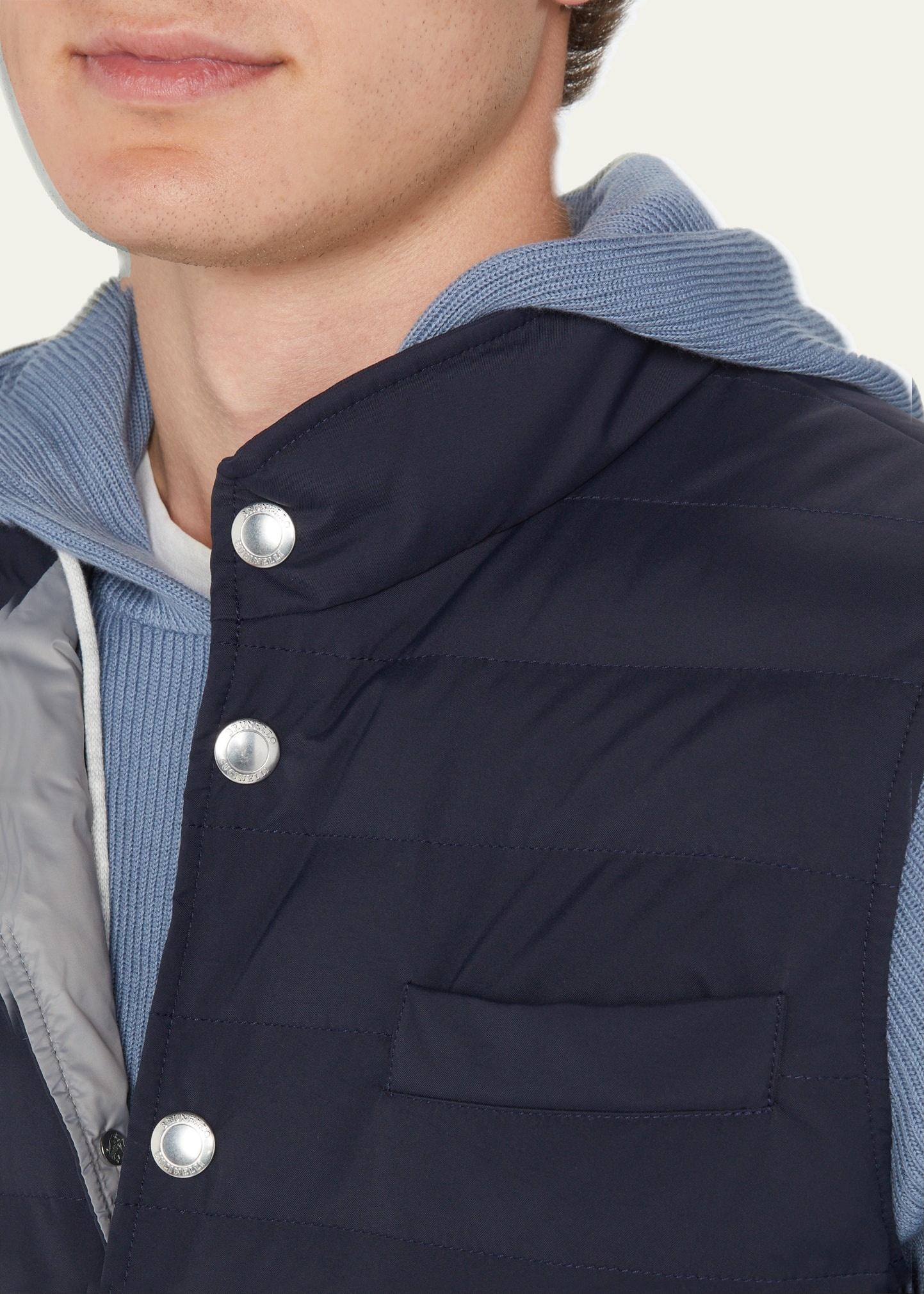 Men's Snap-Front Quilted Down Vest - 5