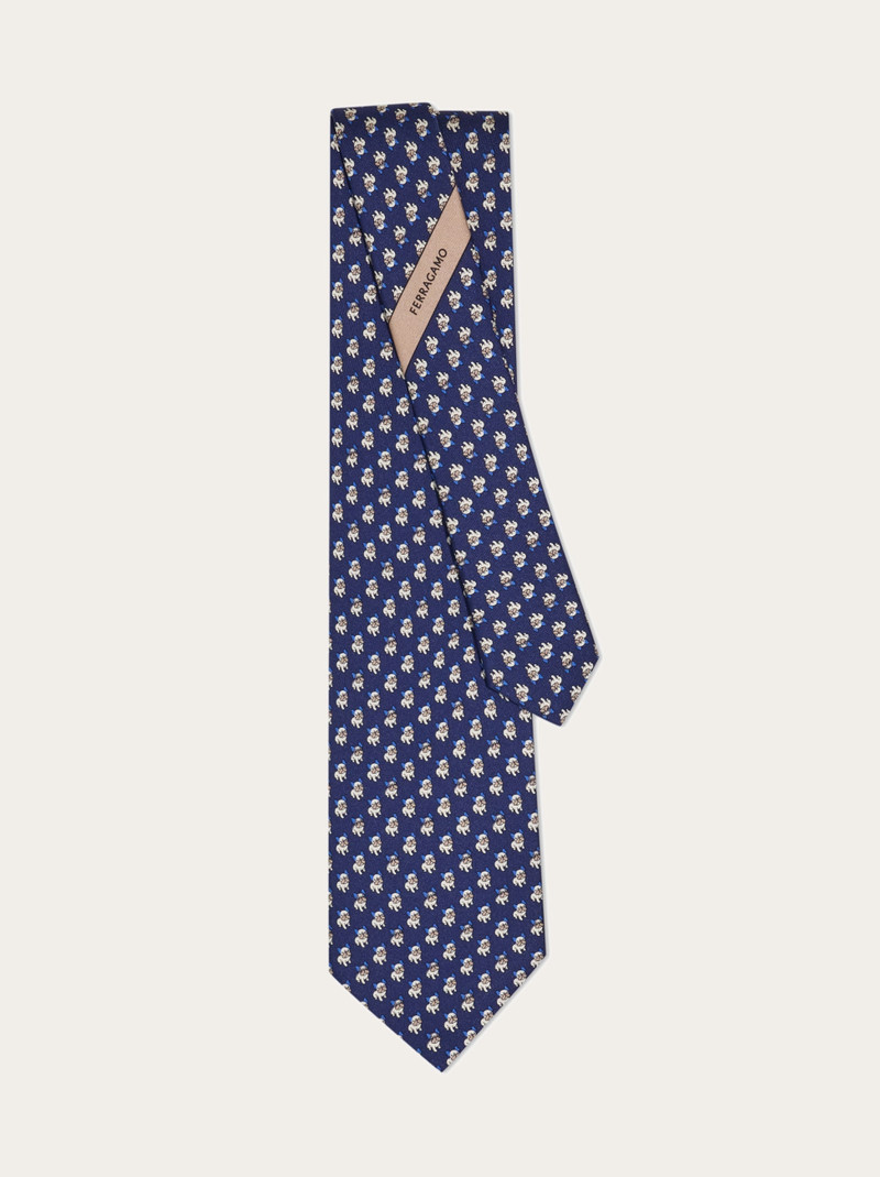 Bulldog print silk tie 3