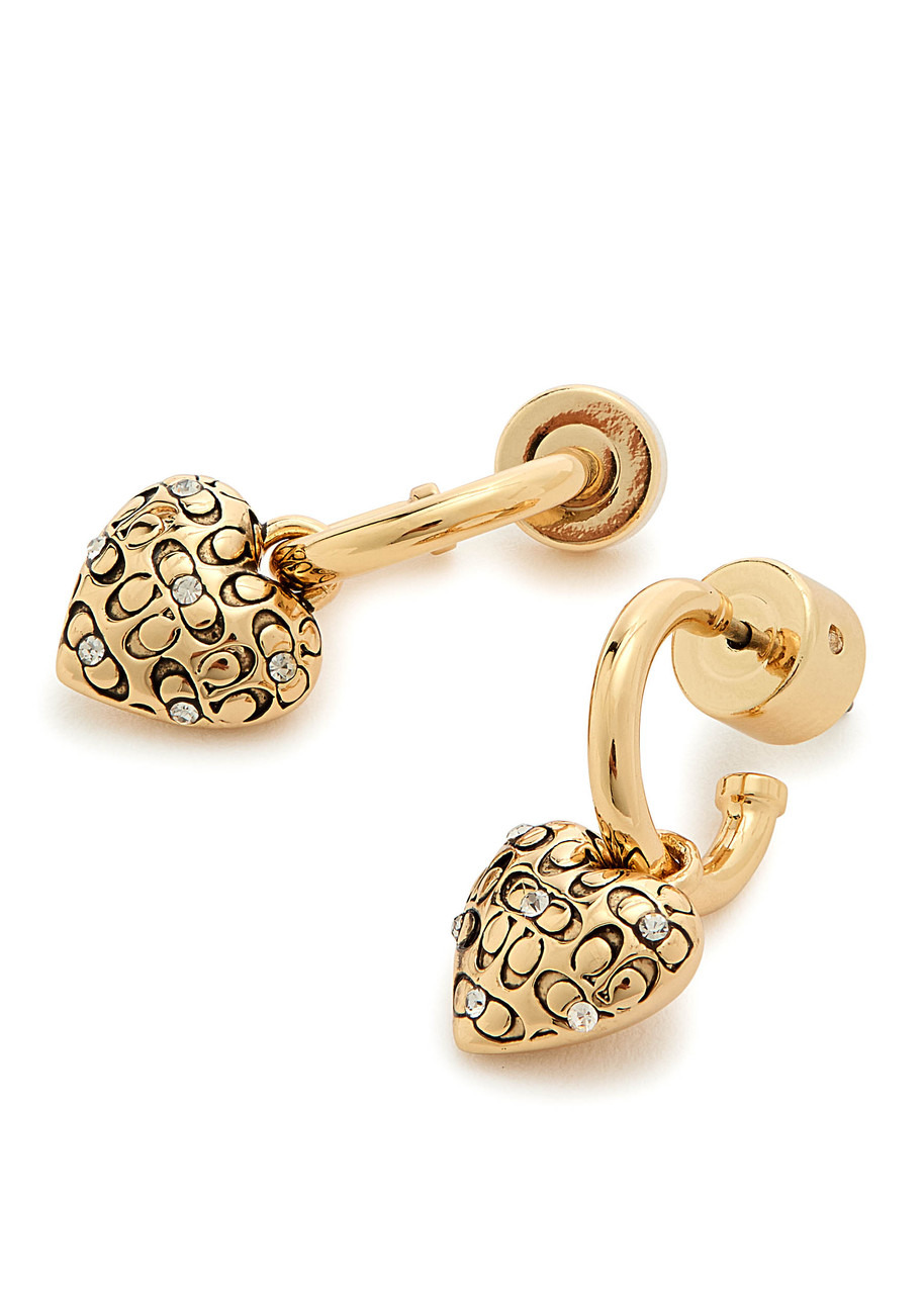 Coach Quilted Heart Hoop Earrings - 2