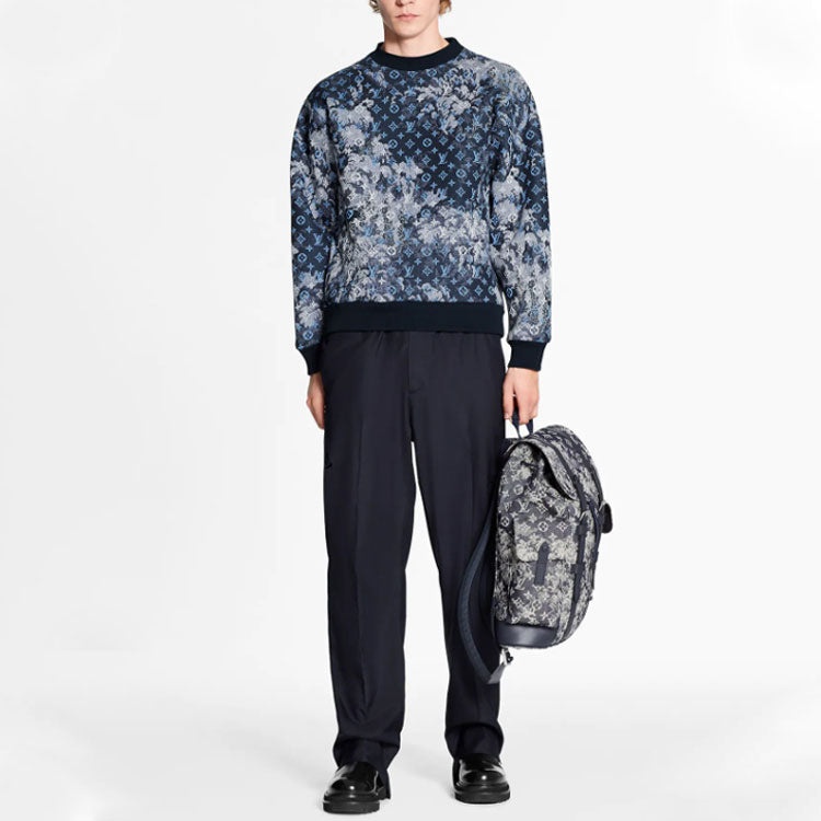 LOUIS VUITTON LV Monogram Tapestry Sweatshirt For Men Blue 1A8H2X - 2