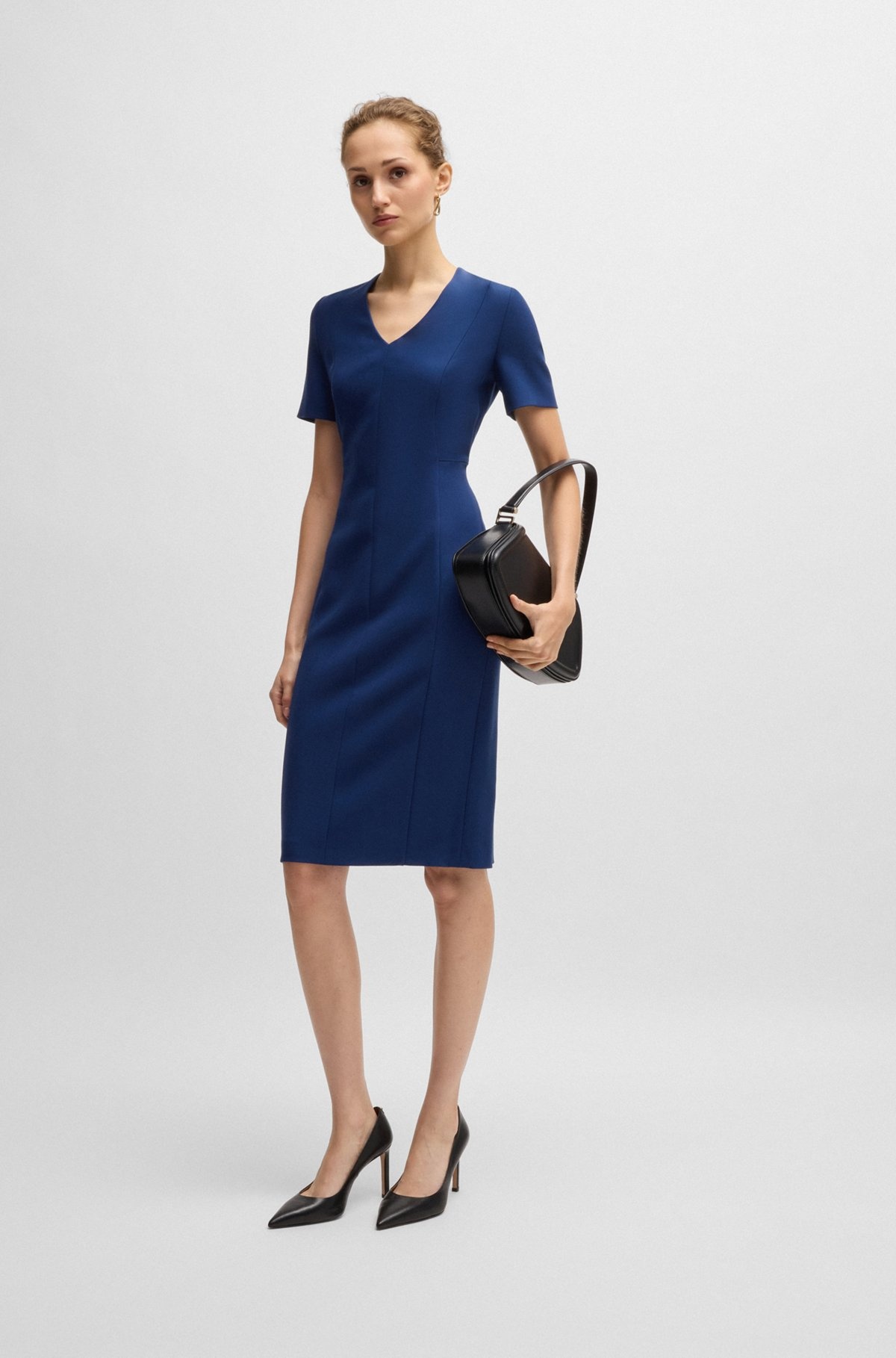 V-NECK DRESS IN STRETCH FABRIC - 2