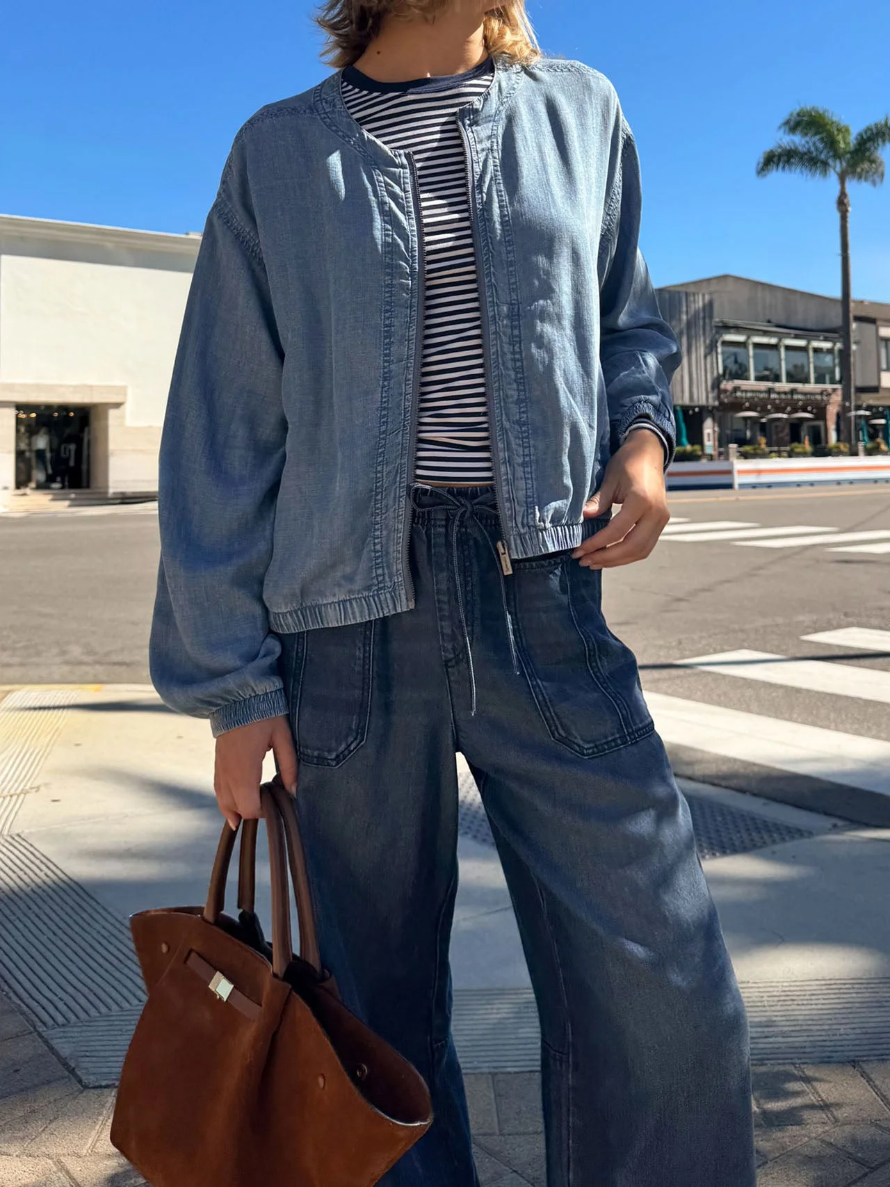 Clea Indigo Bomber Jacket - 1