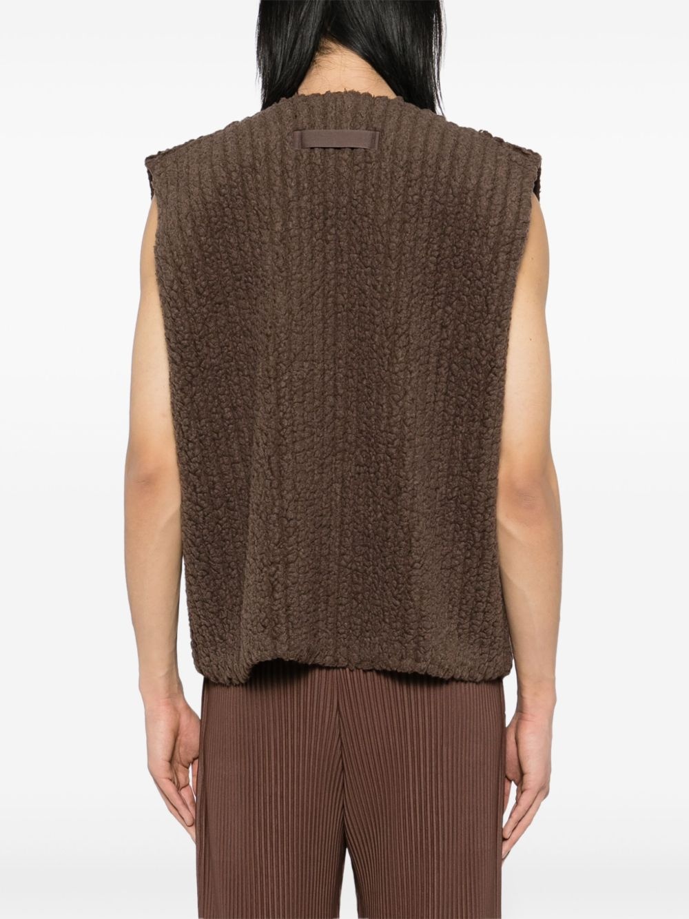 fleeced pleats gilet - 4
