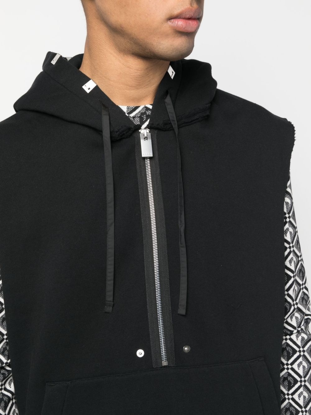 half-zip fastening sleeveless hoodie - 5