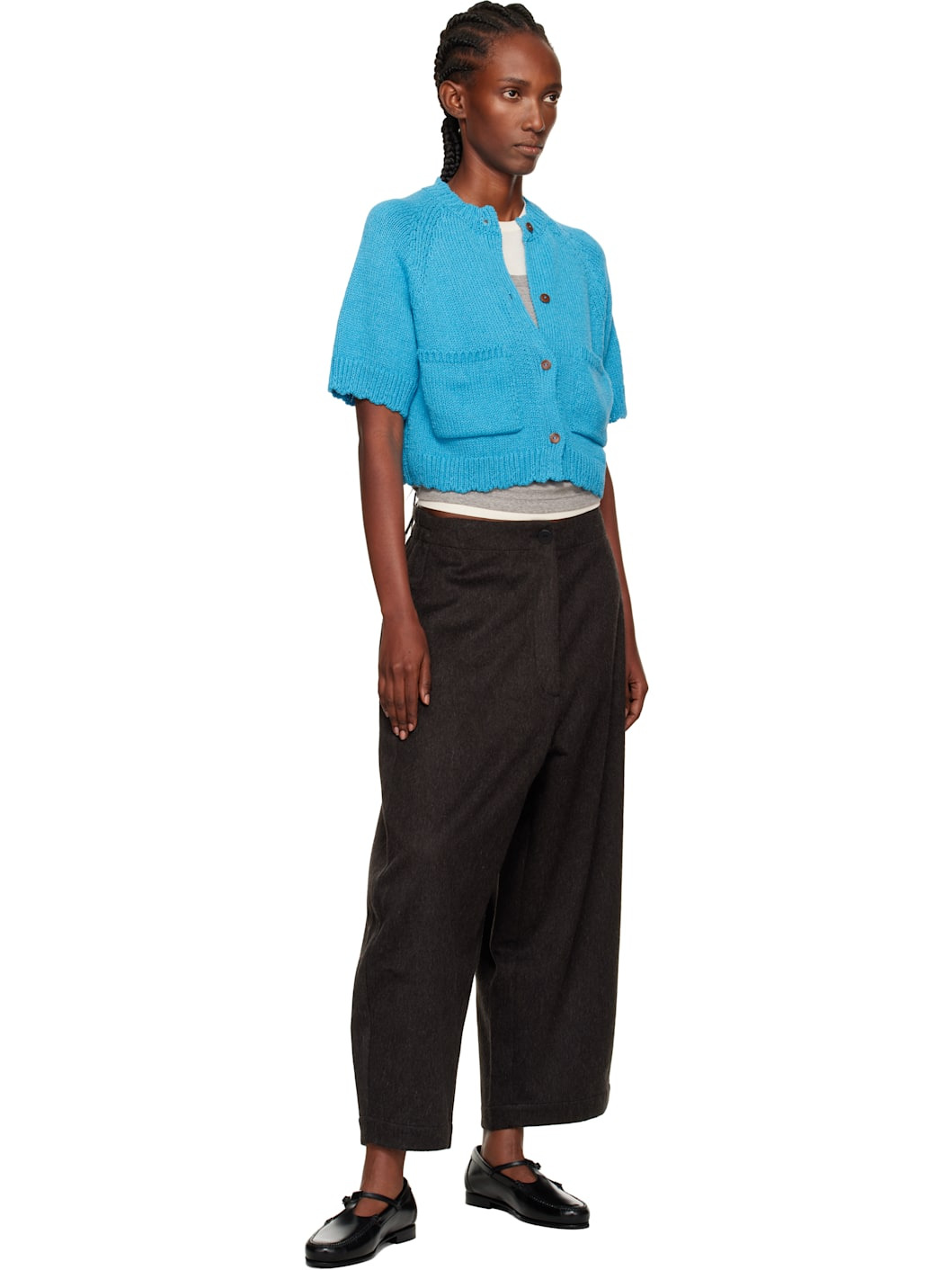 Brown Wool Curved Trousers - 4