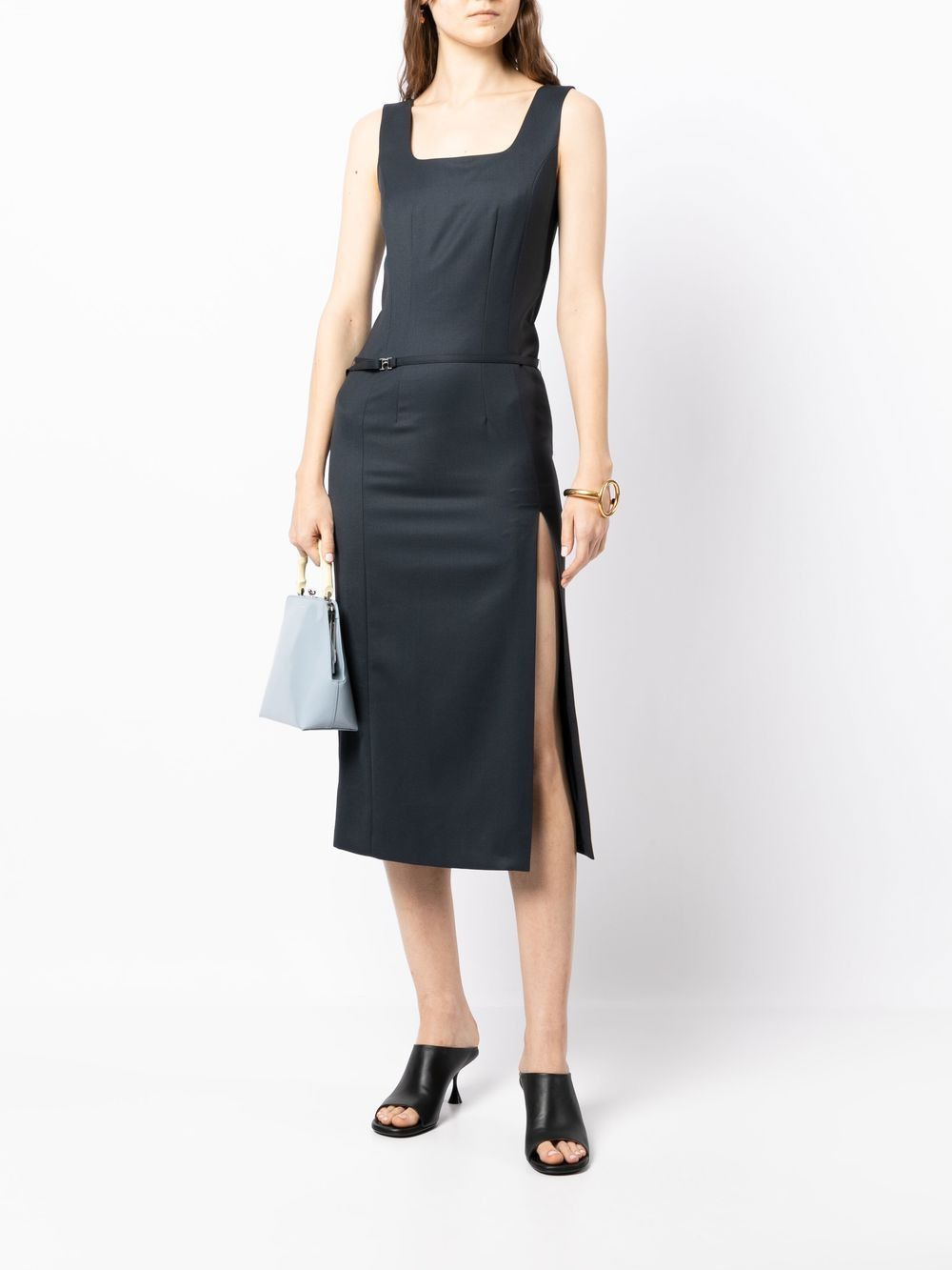side-slit belted dress - 2