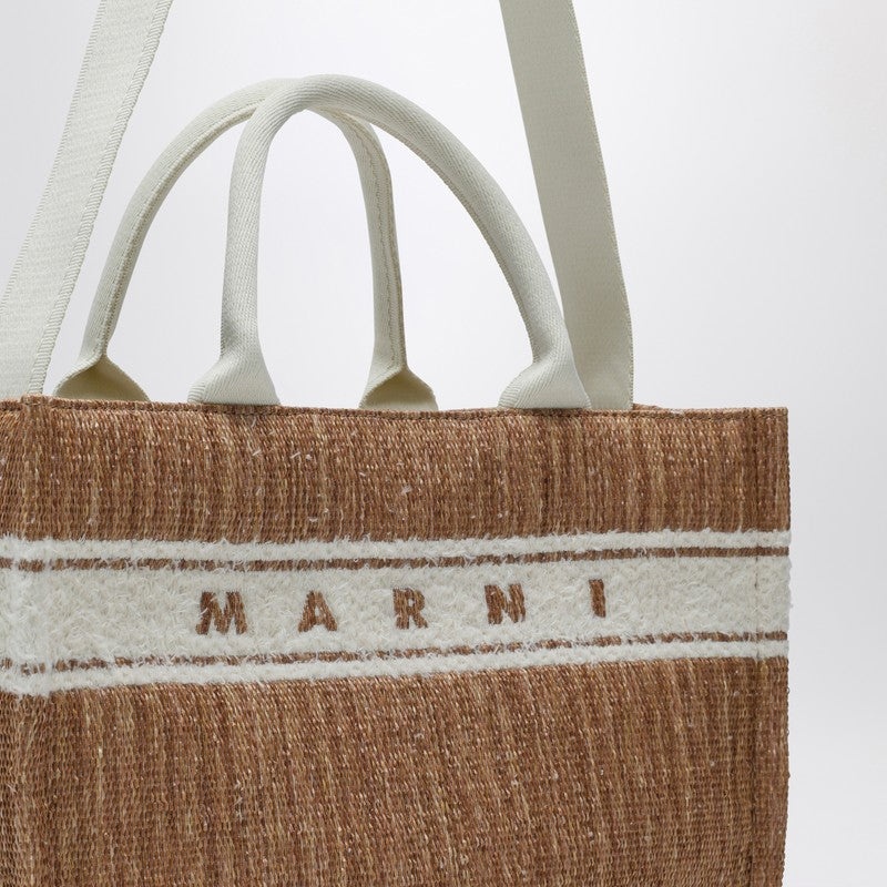 Marni Small Tote Bag Écru In Raffia-Effect Fabric Women - 5