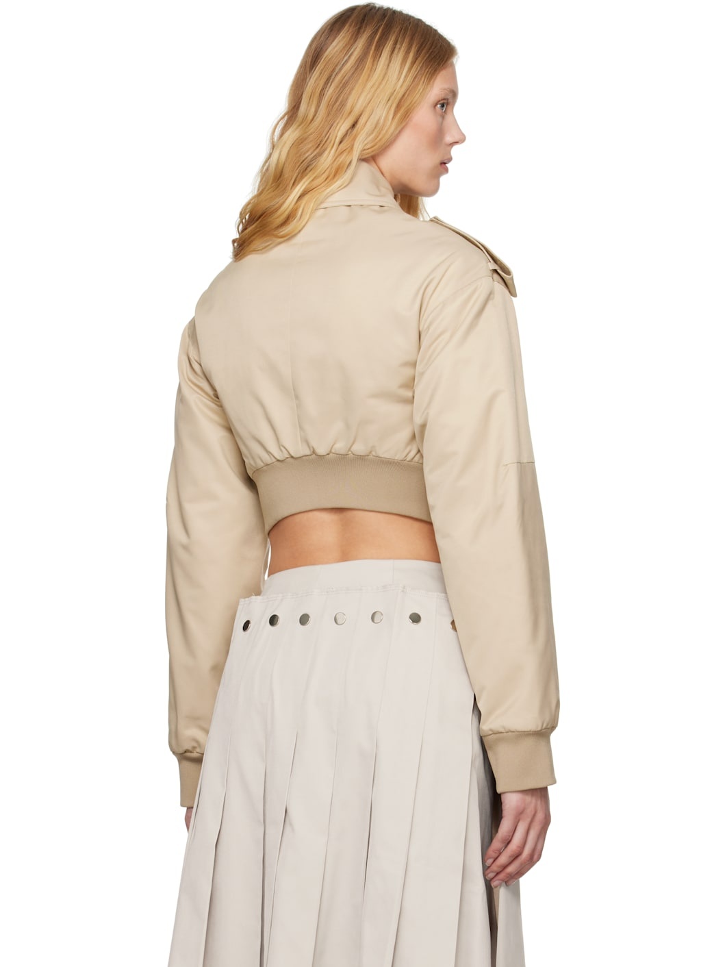 Beige Broken Harrington Jacket - 3