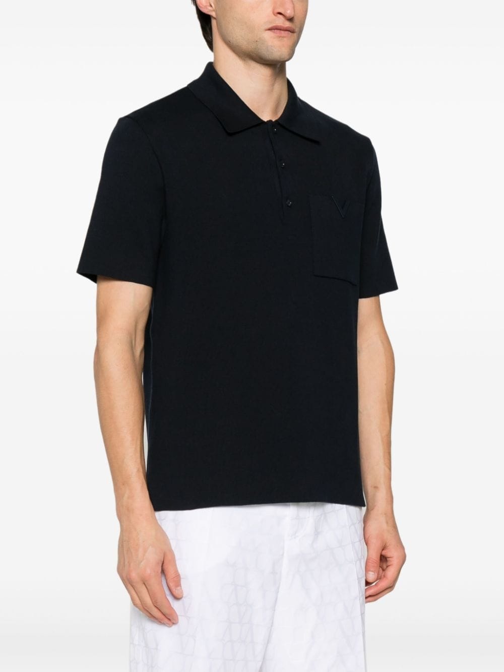 V Detail ribbed polo shirt - 3