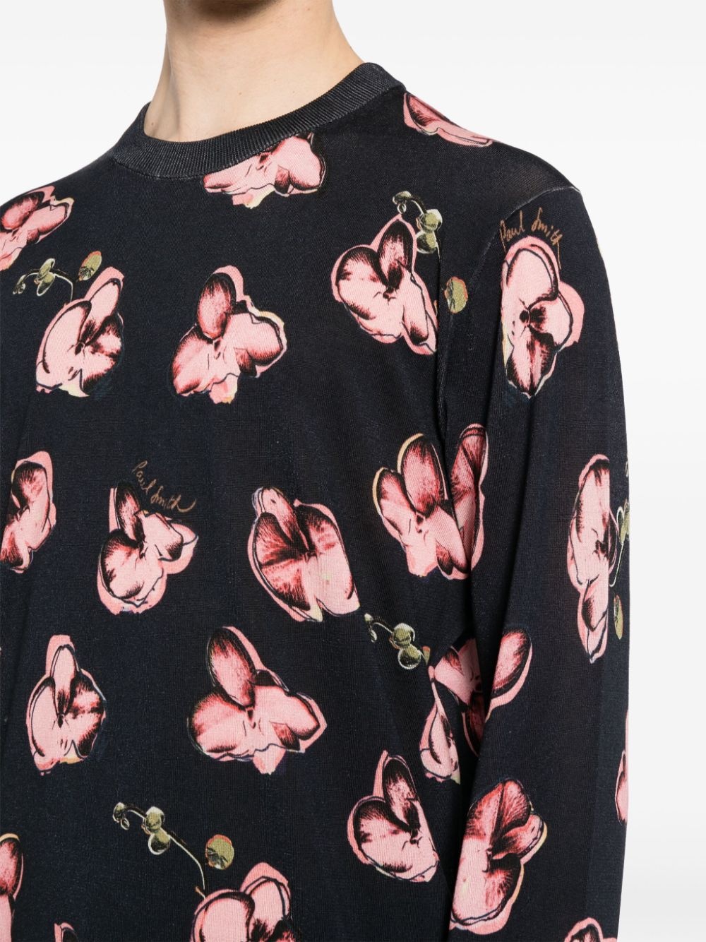 Orchid-print cotton jumper - 5