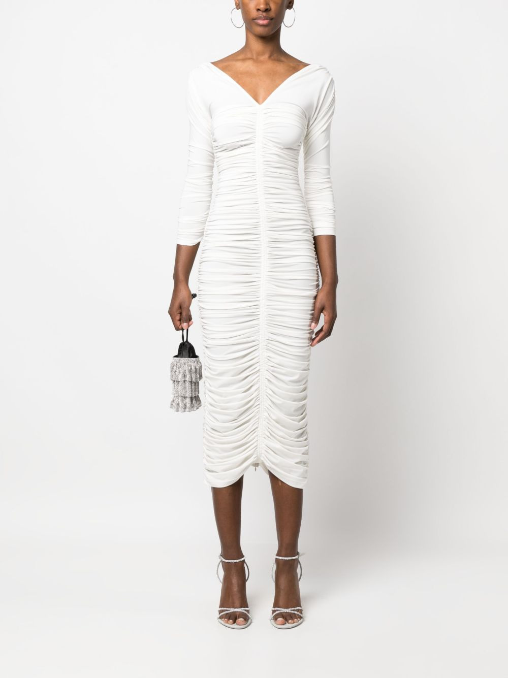 ruched-bodice midi dress - 2