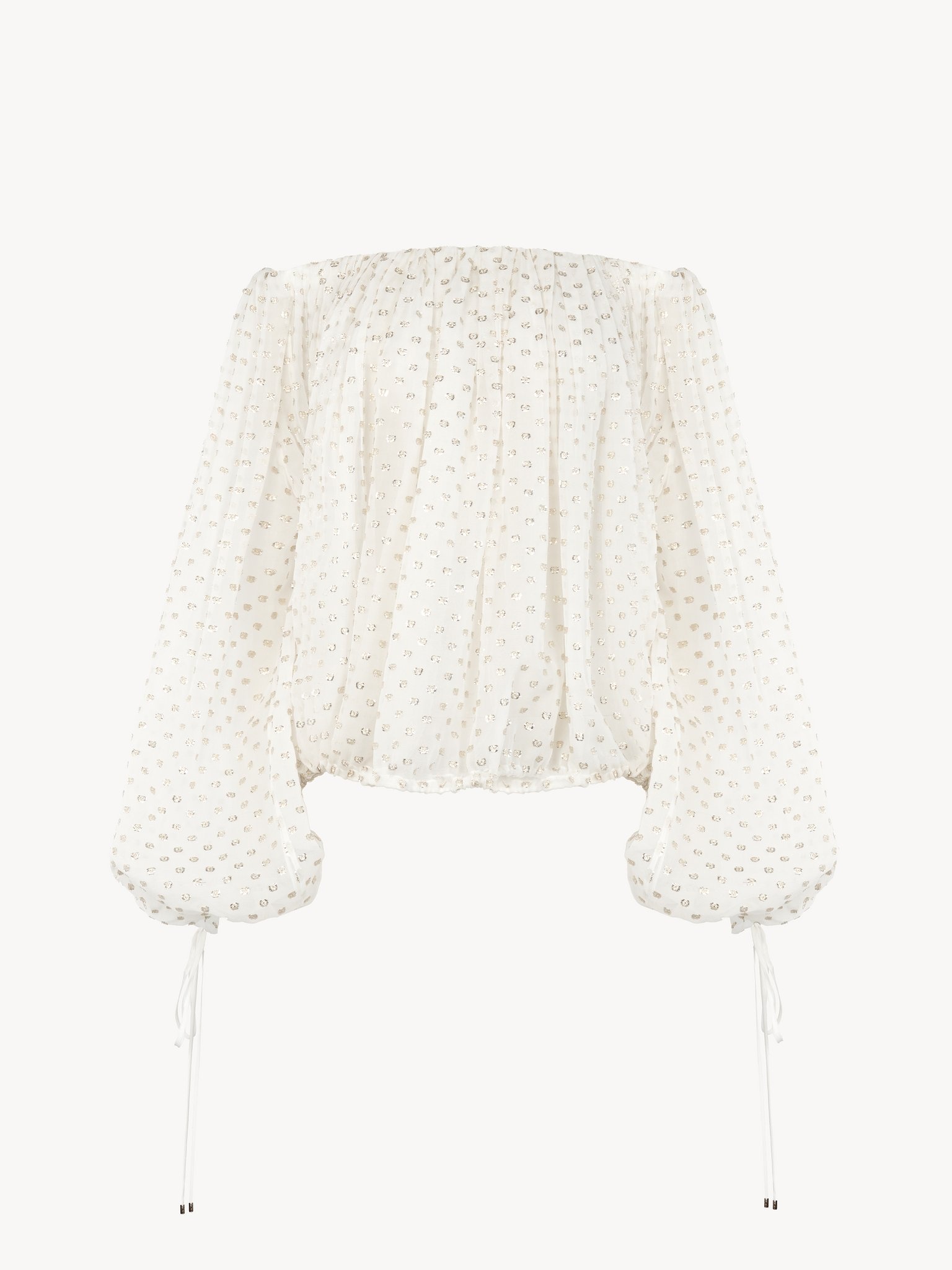 GATHERED OFF-THE-SHOULDER TOP IN SILK JACQUARD & LUREX - 2