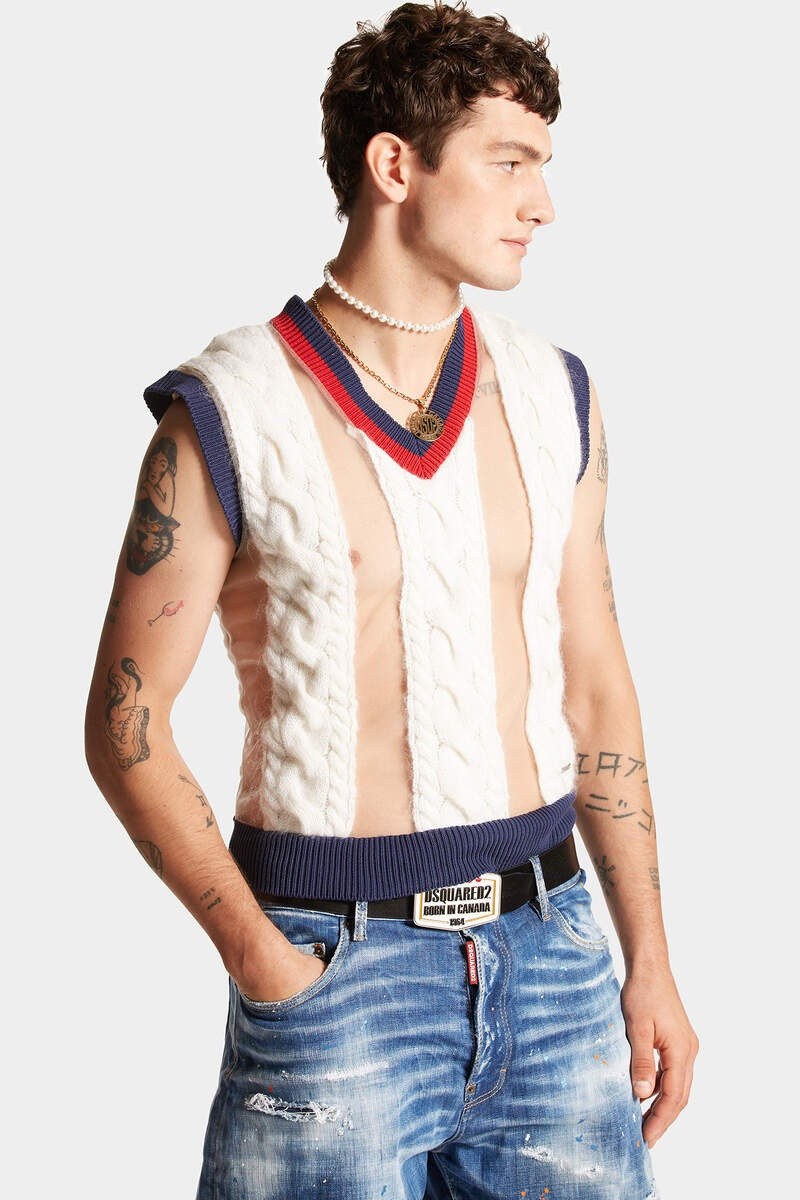 MOHAIR CABLE-KNIT VEST 3