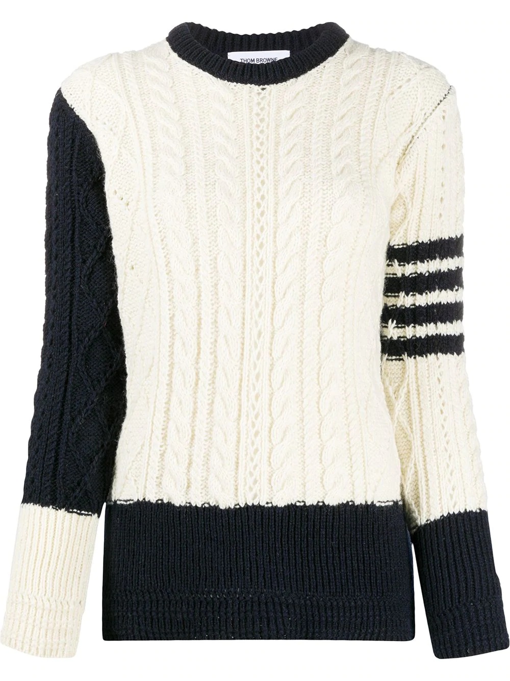 4-Bar stripe cable-knit jumper - 1