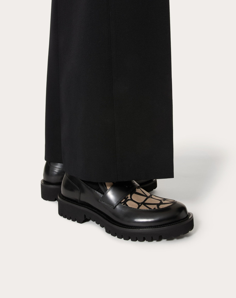 Valentino LOAFER IN TOILE ICONOGRAPHE TECHNICAL FABRIC AND CALFSKIN outlook