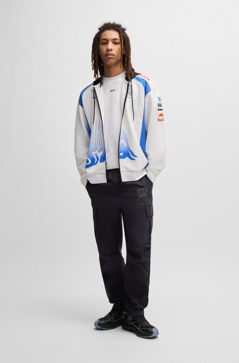 HUGO HUGO X VCARB ZIP-UP FANWEAR HOODIE WITH BULL MOTIF outlook