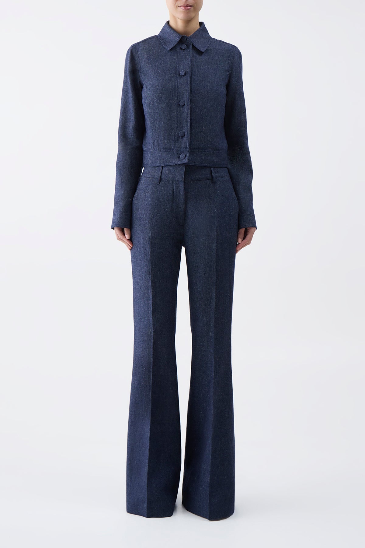 Rhein Pant in Navy Linen Virgin Wool - 2
