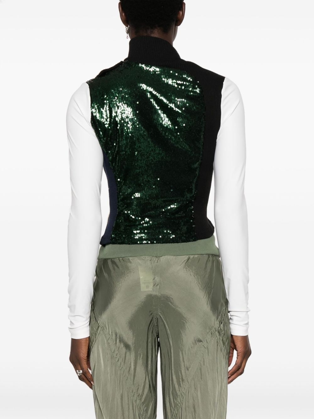 sequin-embellished panelled top - 4