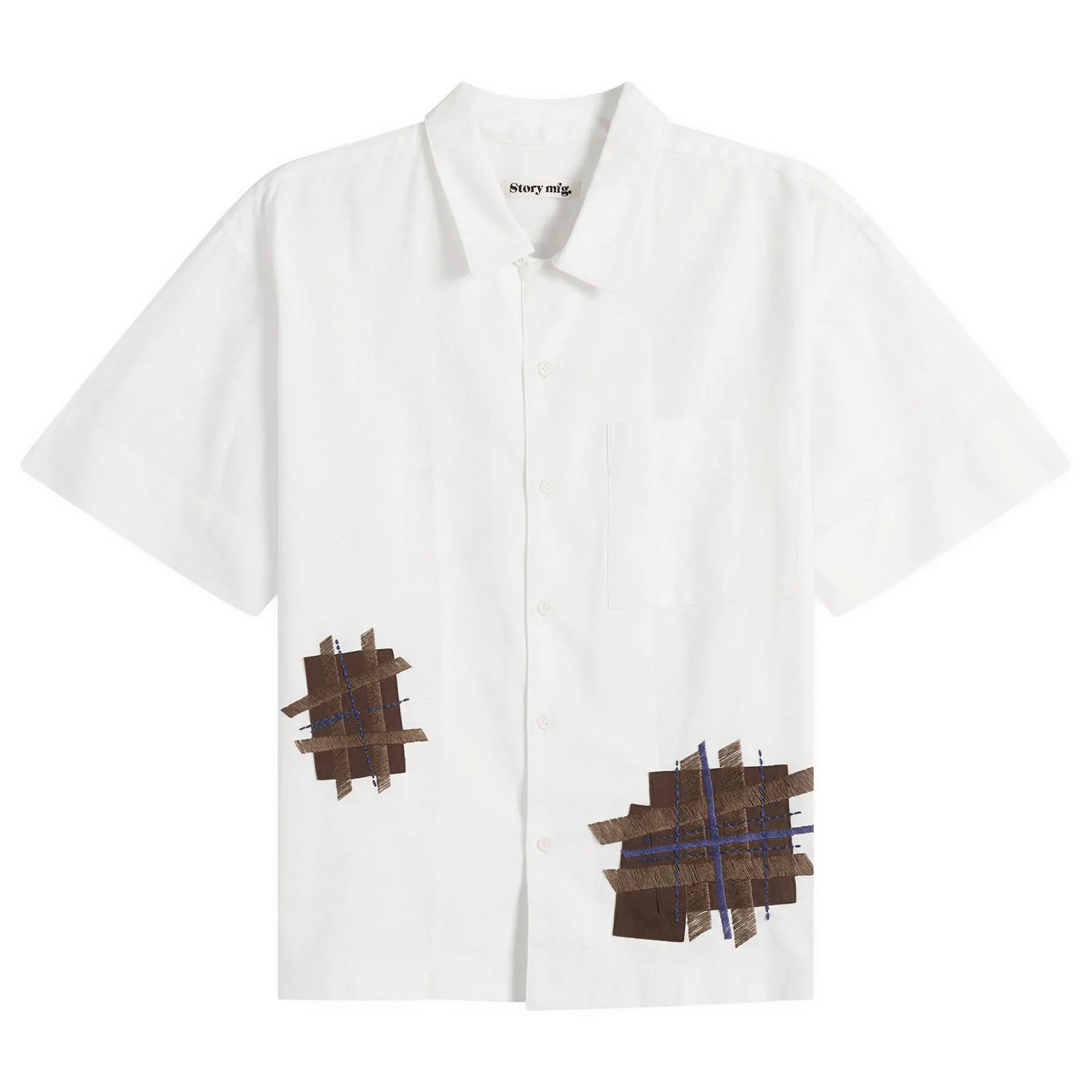 Story mfg. Hand Applique Ecru Patched Up Uniform Shirt - 1