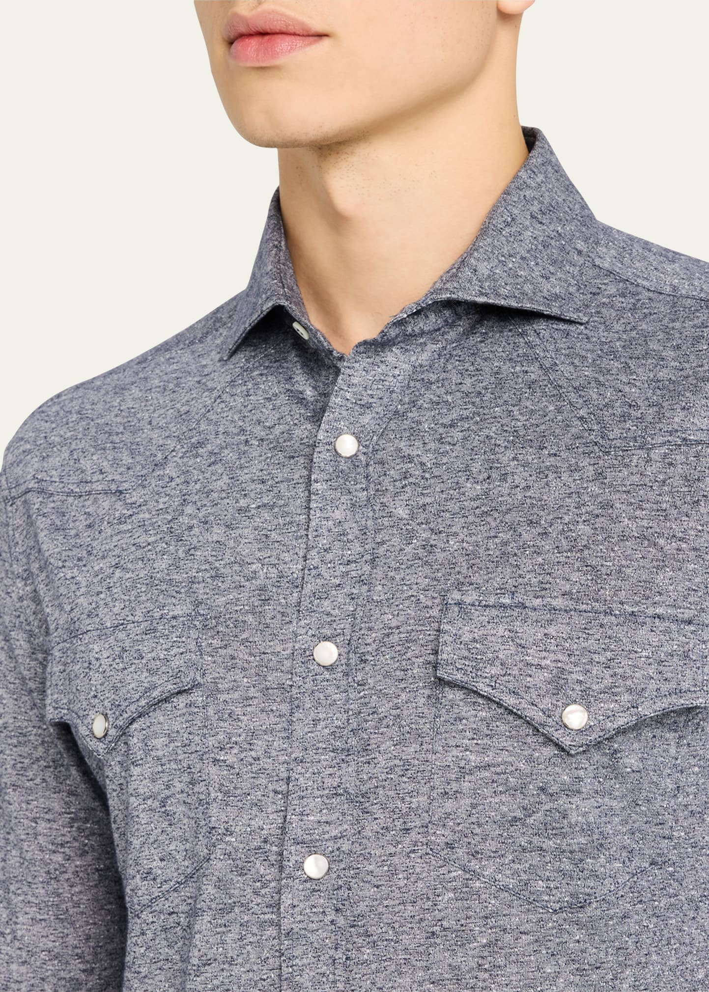 Men's Cotton and Linen Western Shirt - 5
