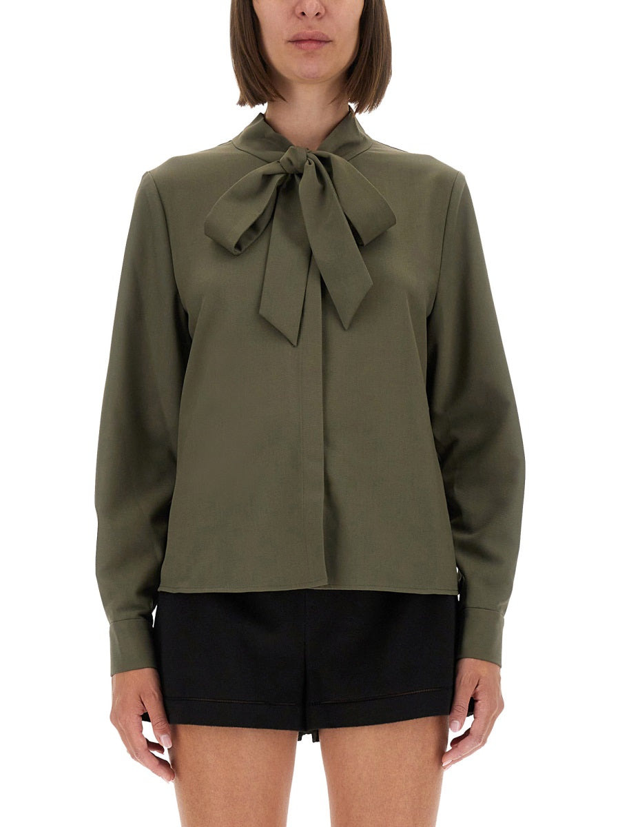 Twill Shirt With Bow - 1