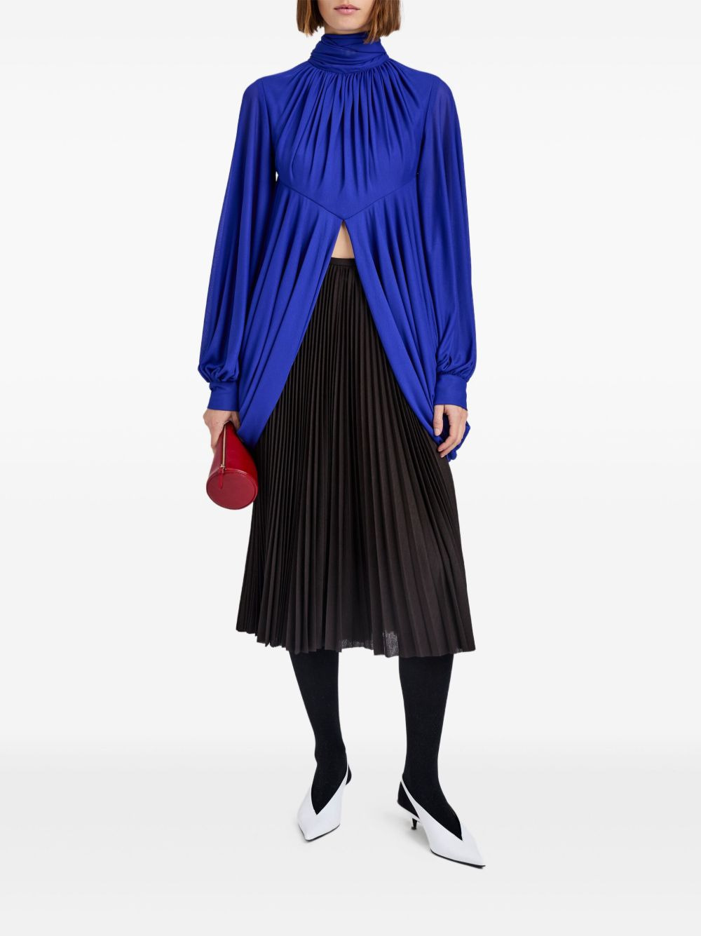 straight-waistband midi pleated skirt - 2