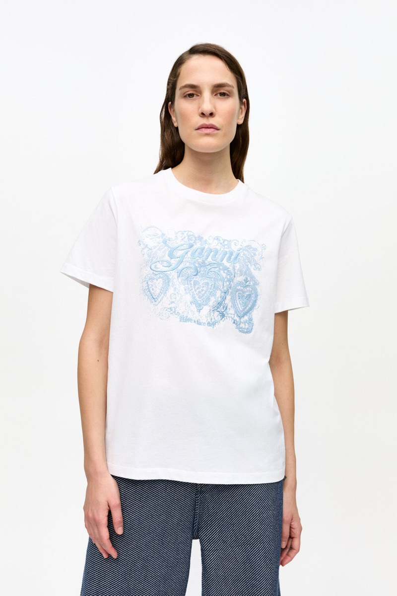 GANNI WHITE JERSEY TATTOO LACE T-SHIRT outlook