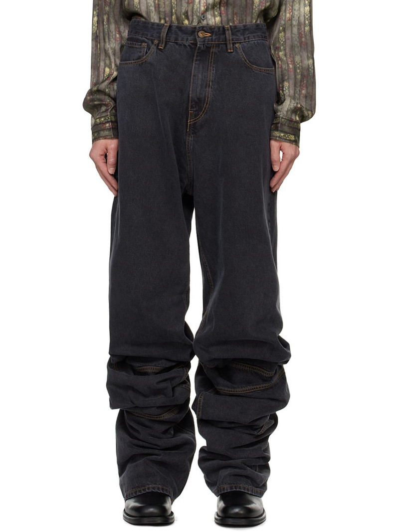 Black Draped Cuff Jeans 1