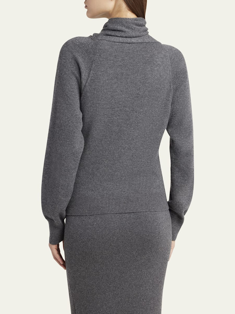 Wrap-Neck Fine Cashmere-Cotton Sweater 3