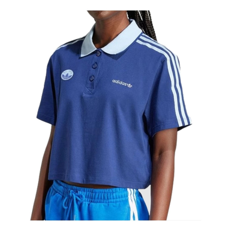 adidas (WMNS) adidas Loose Crop Polo Shirt 'Blue' IX3543 outlook