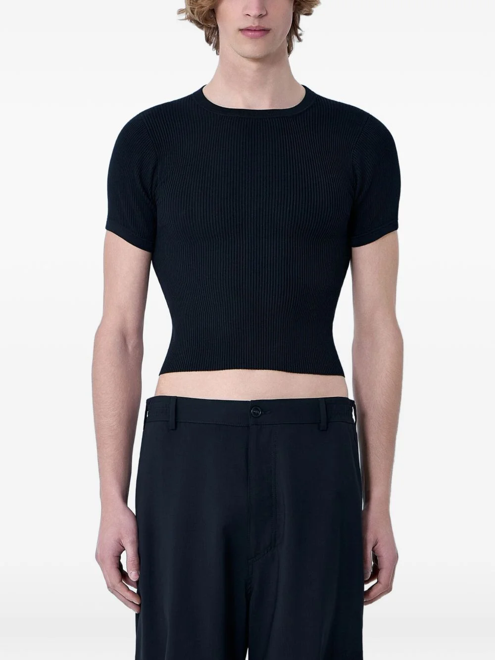 ribbed cropped T-shirt - 1