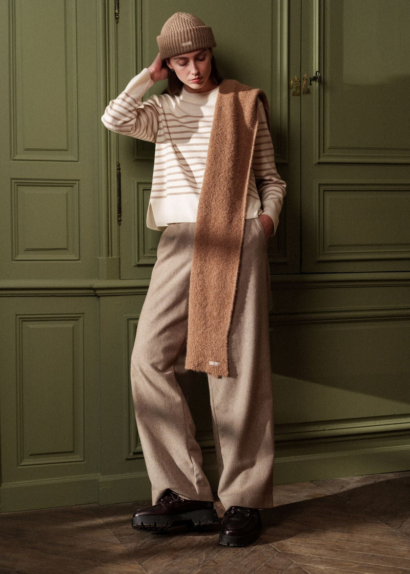 BIANCA HIVER Pleated Wool Flannel Pants 1