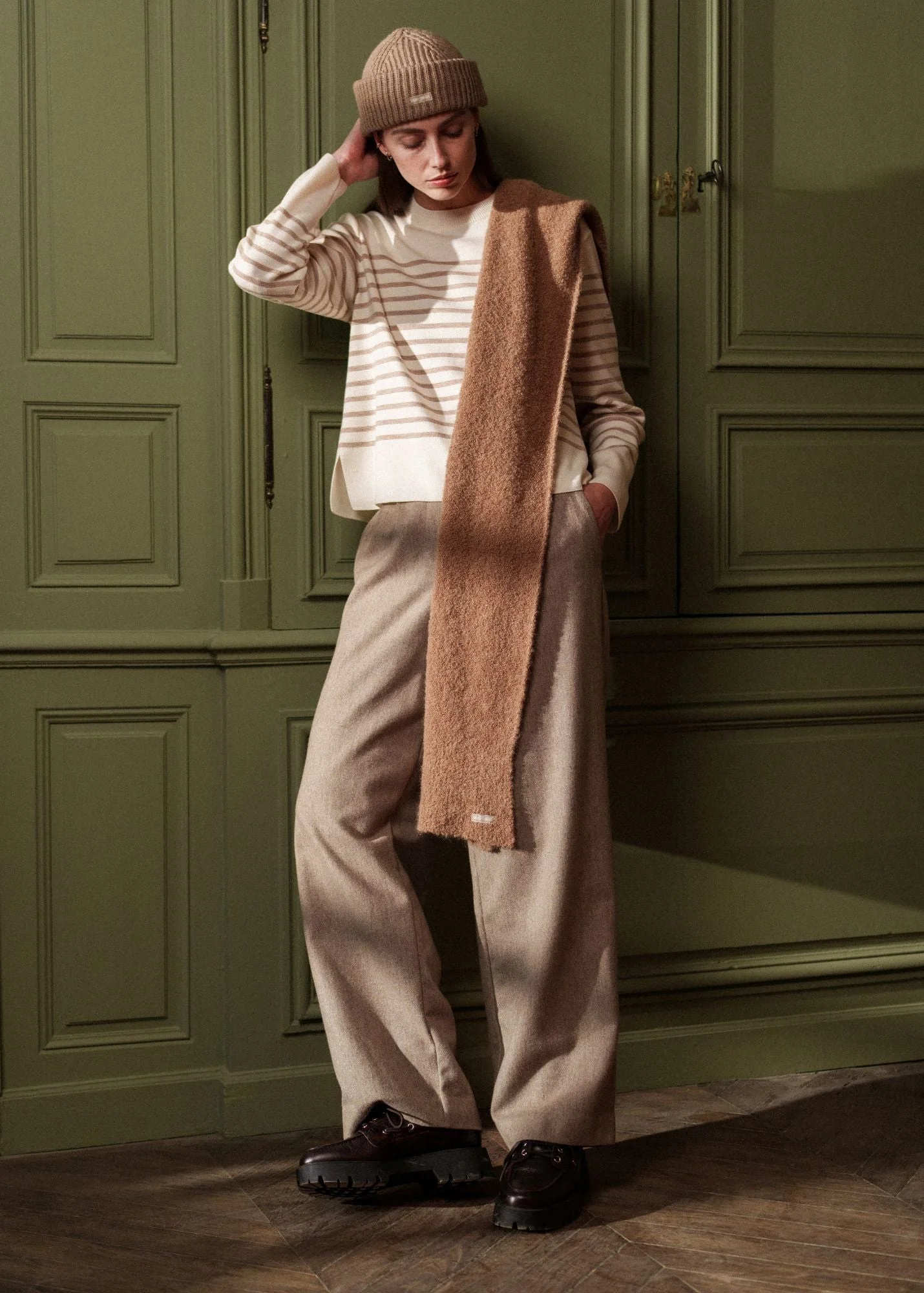 BIANCA HIVER Pleated Wool Flannel Pants - 1