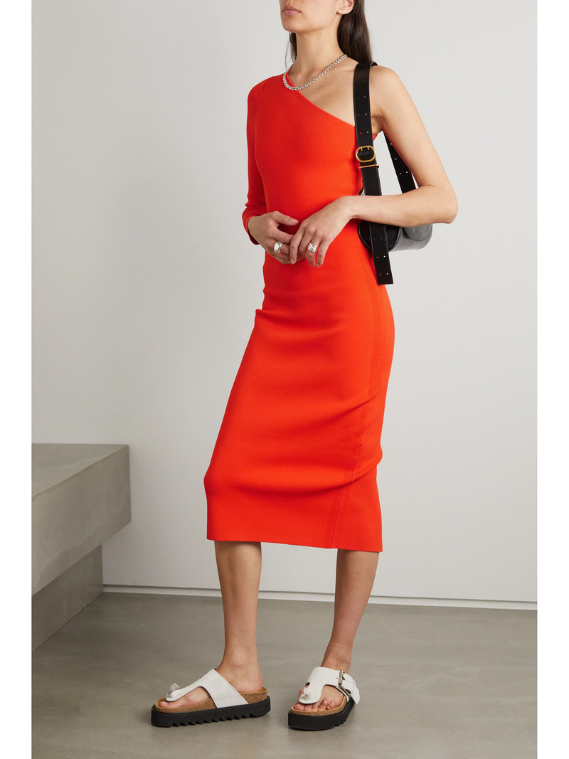 Victoria Beckham Vb Body One-sleeve Stretch-knit Midi Dress outlook