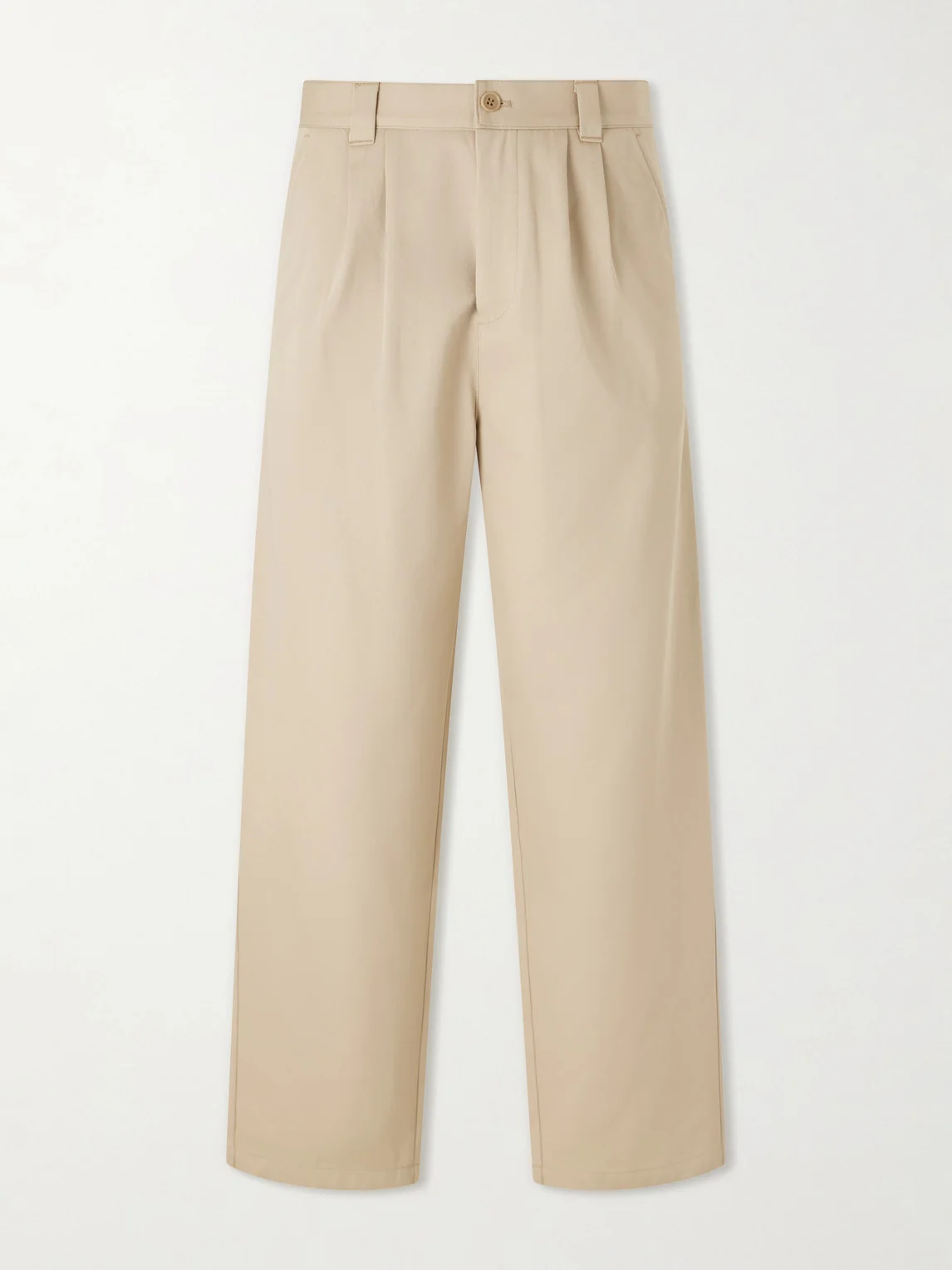 Ricky Straight-Leg Pleated Organic Cotton Trousers - 1