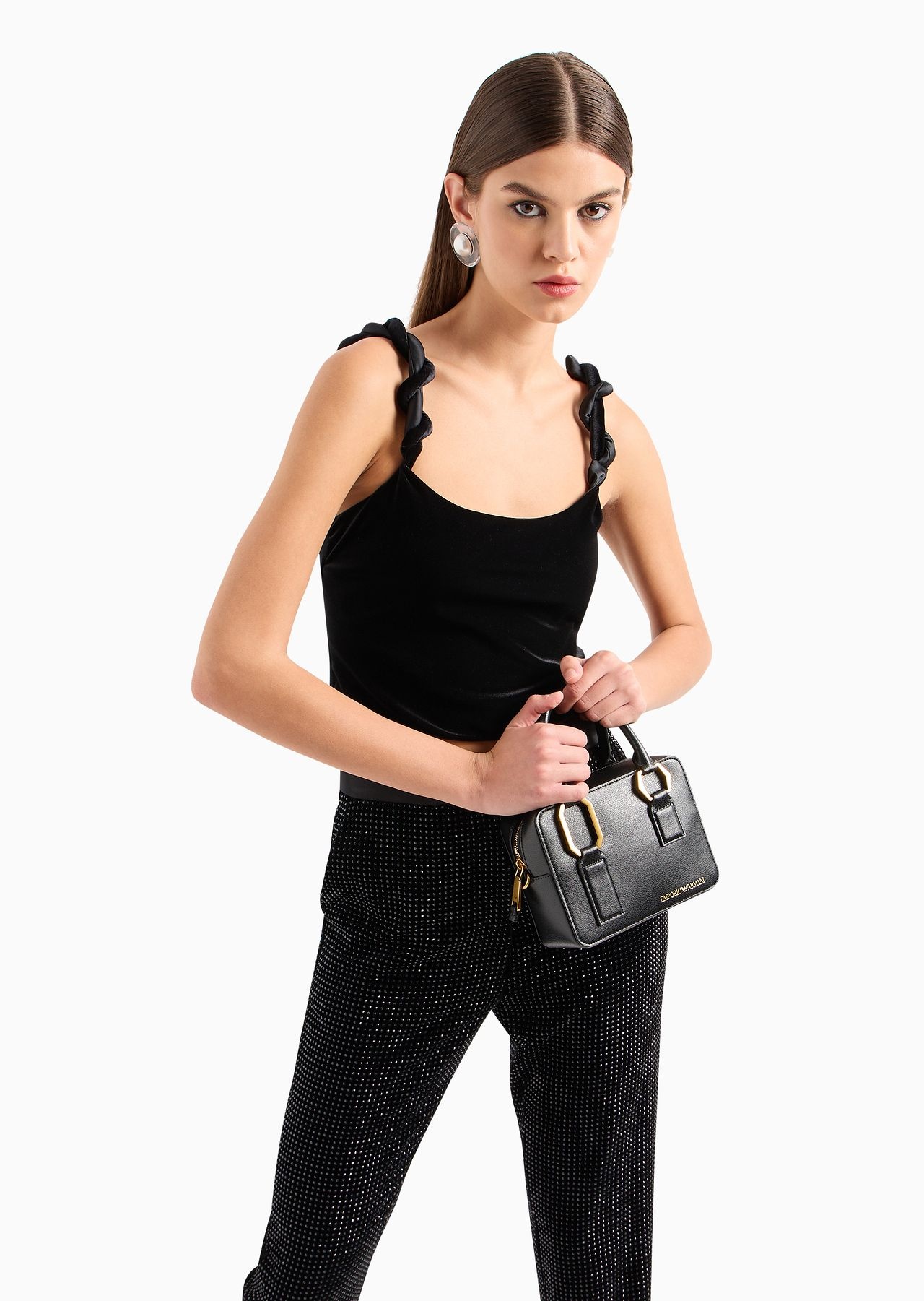 Velvet trousers with all-over rhinestones - 6