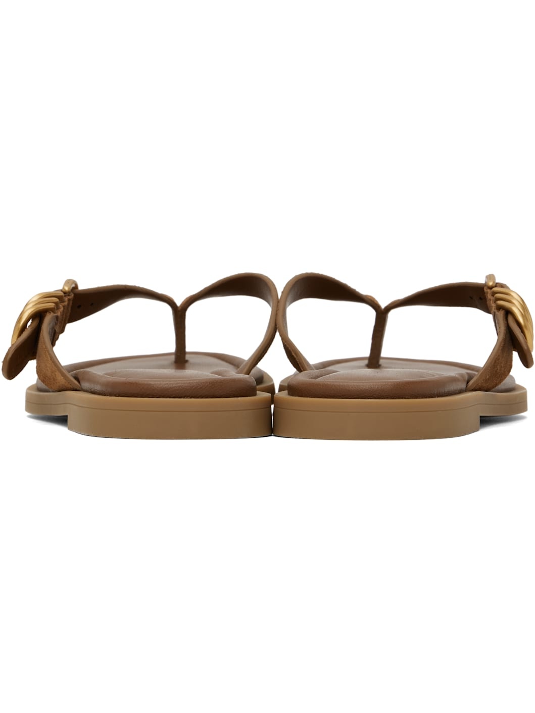 Brown Gia Italian Suede Thong Sandals - 2